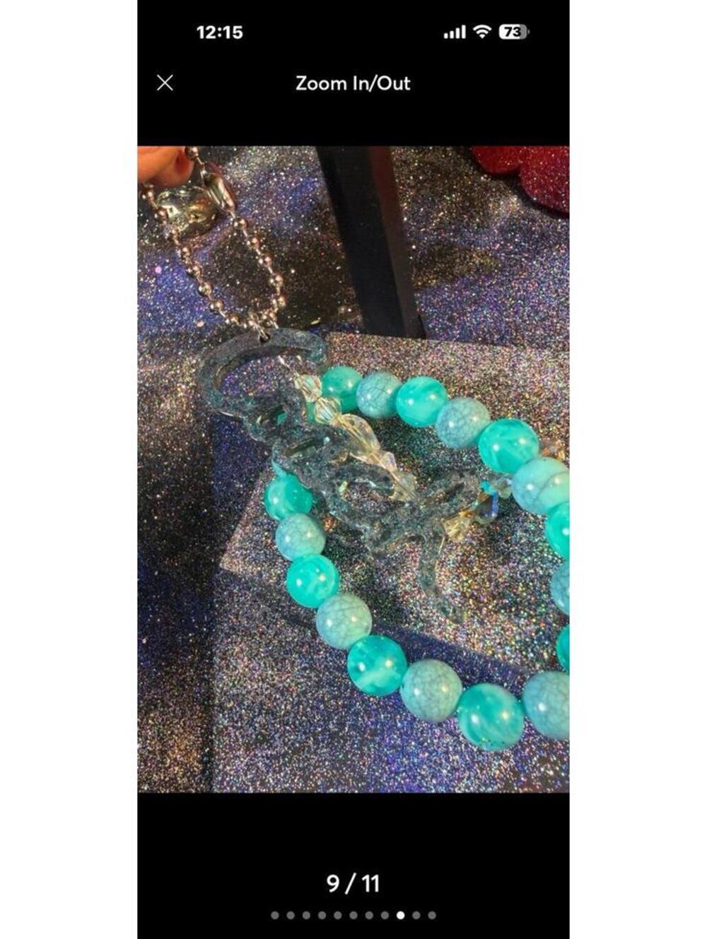 Authentic Coach charm and a beaded purse charm teal and purple iridescent - Picture 5 of 10